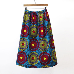 【受注制作】アフリカ布のギャザースカート（サークルドット）アフリカンプリント アフリカンファブリック 5枚目の画像