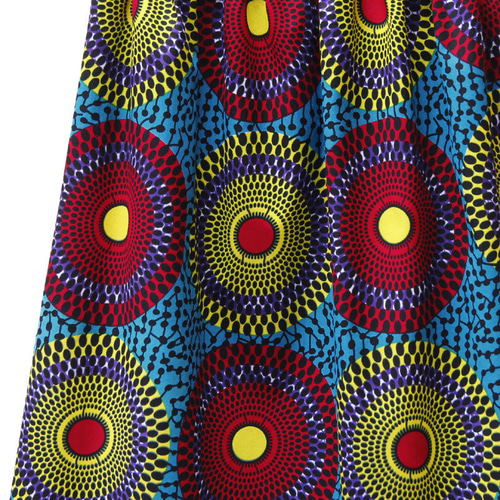 受注制作】アフリカ布のギャザースカート（サークルドット）アフリカン