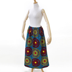 【受注制作】アフリカ布のギャザースカート（サークルドット）アフリカンプリント アフリカンファブリック 9枚目の画像