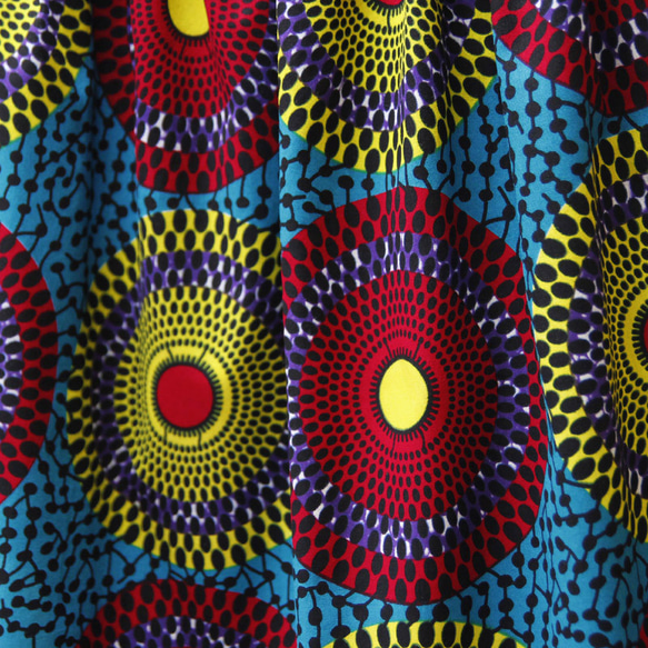 【受注制作】アフリカ布のギャザースカート（サークルドット）アフリカンプリント アフリカンファブリック 7枚目の画像
