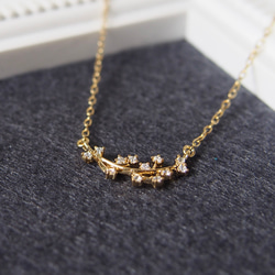 【16KGP】cz branch necklace / ネックレス ゴールド キュービックジルコニア 母の日 送料無料 1枚目の画像