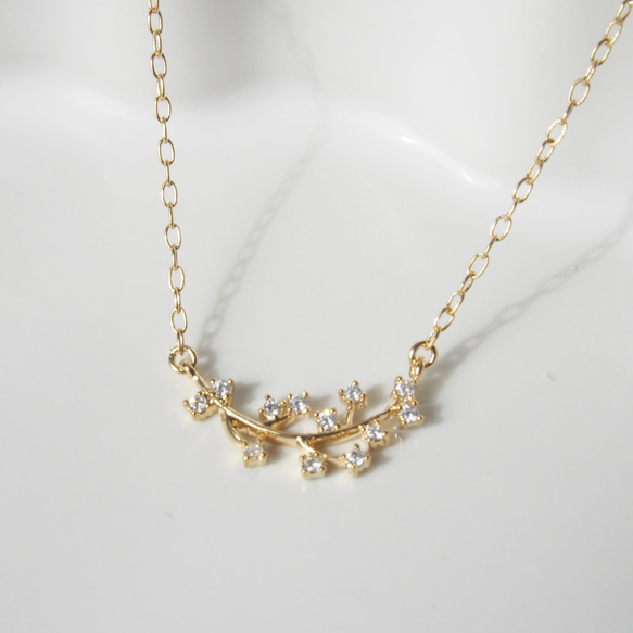 【16KGP】cz branch necklace / ネックレス ゴールド キュービックジルコニア 母の日 送料無料 3枚目の画像