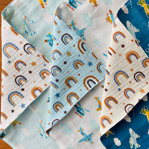 ダブルガーゼ ガーゼハンカチ ループ付きタオル ループ付きハンカチ