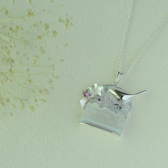 結晶アゲートの花かごペンダント　SV925 1枚目の画像