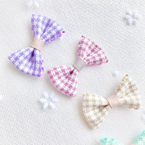 ヘアゴムベビーヘアクリップ千鳥柄リボン1〜2