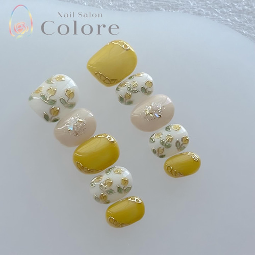 色が選べる】チューリップネイル 春ネイル フラワーネイル ぷっくり