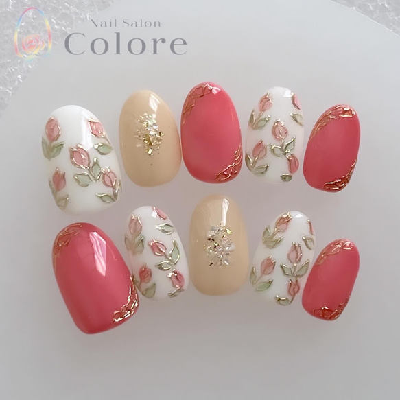 カチューシャネイル　チューリップネイル　ガーリーネイル カチューシャネイル チューリップネイル ガーリーネイル カチューシャ