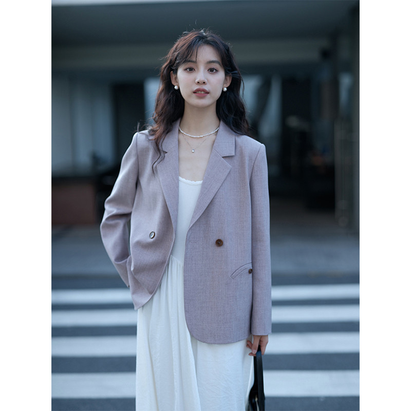 パープルジャケット　通勤ジャケット テーラード　スーツ ブレザージャケット　　S-L　S214