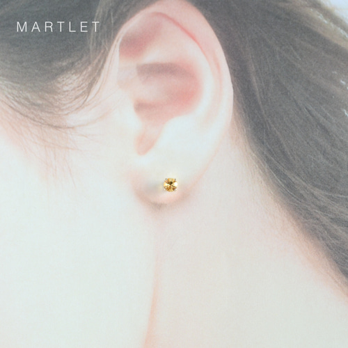 14kgf シトリンのダイヤカットピアス 14kgf シトリン ダイヤカット(4本爪/4mm) 天然石ピアス 11月誕生石