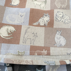 貓紋長裙 ◎ 最喜歡的貓系列 ◎ 有口袋 * 長款 天然棉麻 棉麻 * 瓷磚面板圖案 摩卡米色 第9張的照片