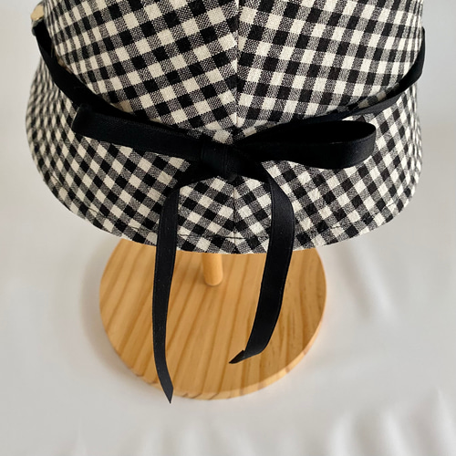 【美品】プラダ　サファリハット　バケット　帽子　リネン　コットン　リボン　高級 レディース（PRADA／レディースサファリ、バケットハット