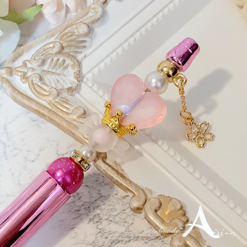 さくらチャーム】カスタムボールペン ハート ピンク ゴールド パール