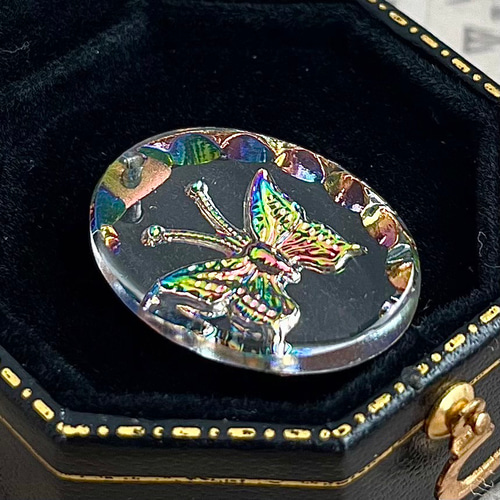 希少】バタフライ 蝶 ドイツ 大きい インタリオ ガラス ヴィンテージ