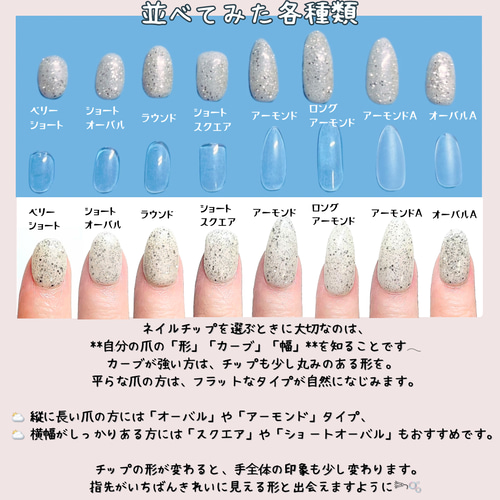 まずは形チェック】ネイルチップ8タイプ紹介 ネイルチップ（つけ爪