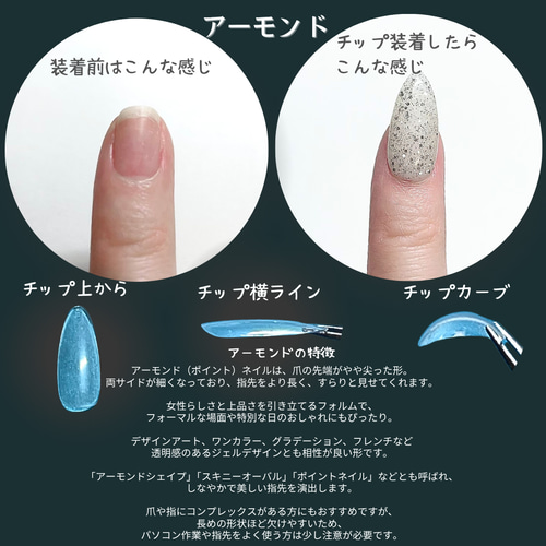 まずは形チェック】ネイルチップ8タイプ紹介 ネイルチップ（つけ爪