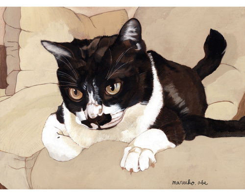 「ハッチ2」猫イラスト（原画） 猫イラスト「ハッチ2」（原画） イラスト 安部円子 通販