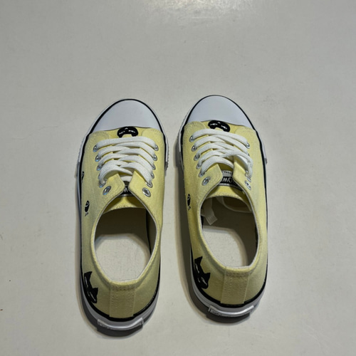 ネコ柄キャンバススニーカー レモンイエロー【22.0～24.5cm