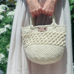 1【受注製作】【内布オーダー可能】持ち手しっかり 麻ひもバッグ かご