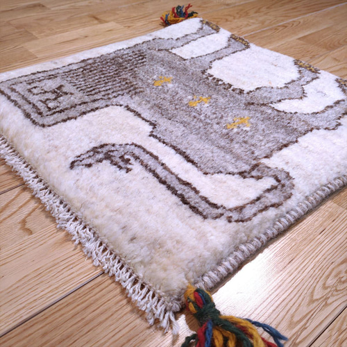 新規入荷】ペルシャ ギャッベ ミニマット 40.5x39cm グレー