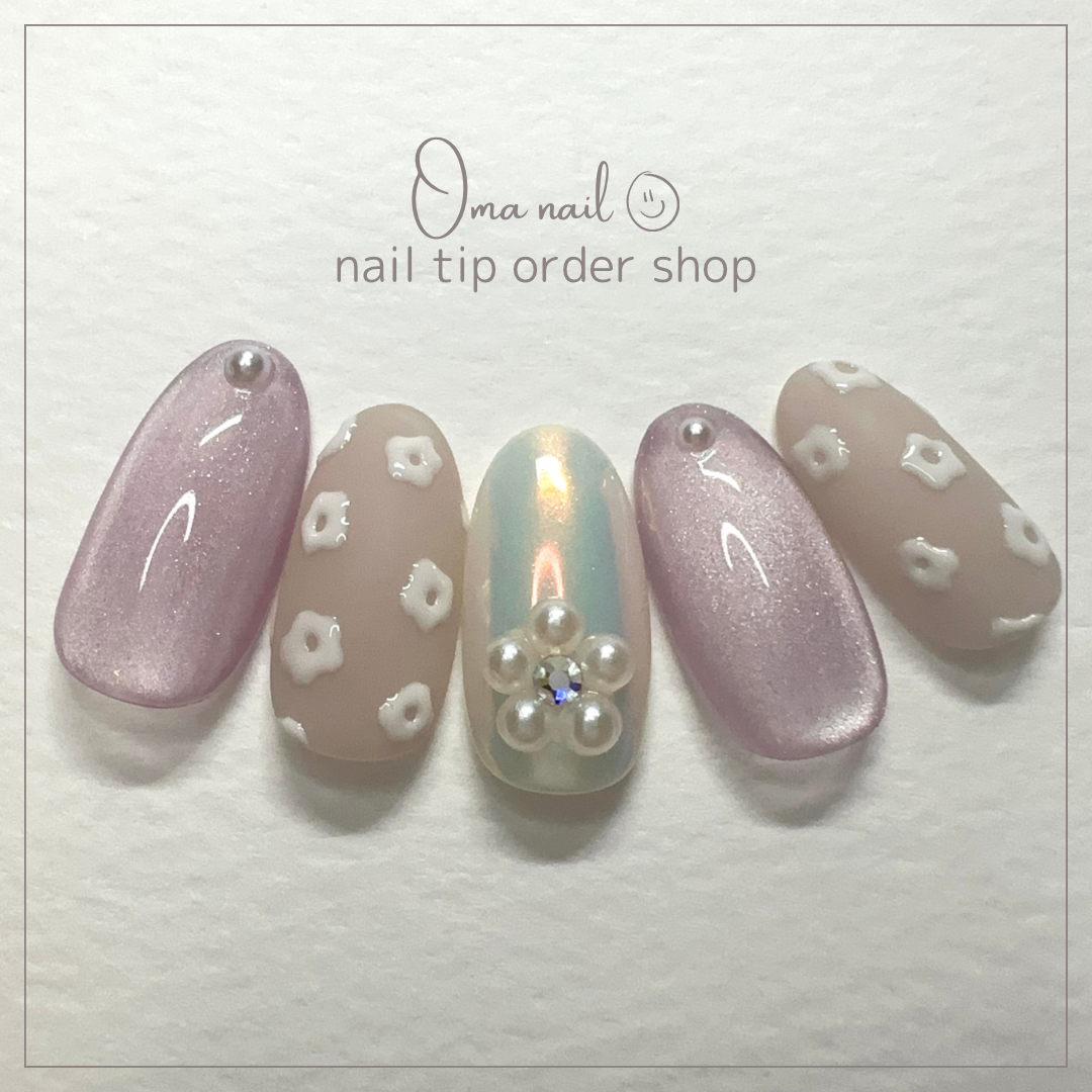 ふんわりピンクネイルチップ⸜ ෆ ⸝‍ ニュアンス 上品 大人ぷっくり 