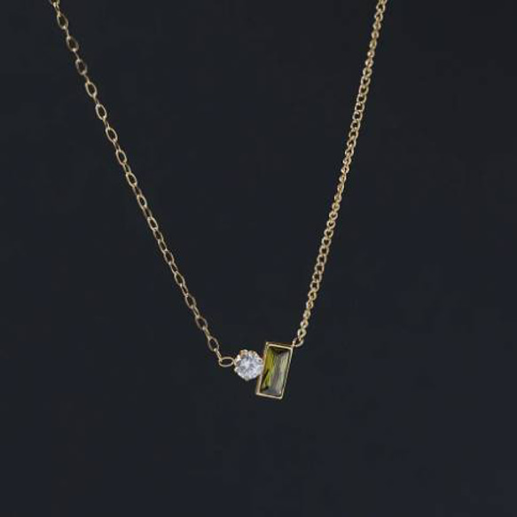 geometric zircon necklace R6N003 1枚目の画像