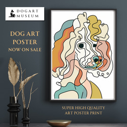 【犬と線 - プードル犬 No.2】モダンアートポスター ラインアート 犬の絵 犬の絵画 犬のイラスト 1枚目の画像