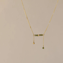 green beads tassel necklace R6N005 6枚目の画像