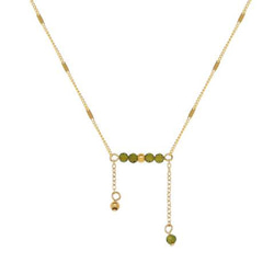 green beads tassel necklace R6N005 10枚目の画像