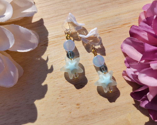 4.ハンドメイド 子供用イヤリング キッズイヤリング 星 スター ブルー