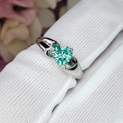 パライバトルマリン ハート リング 指輪 9号 奇跡の輝き? パライバトルマリン ハートリング ブルーグリーン