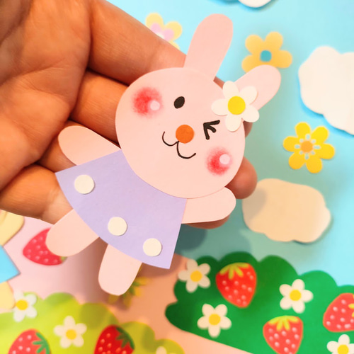 写真 色紙 手紙 壁面 アルバム 飾り パーツ ～みんなで苺パーティー  