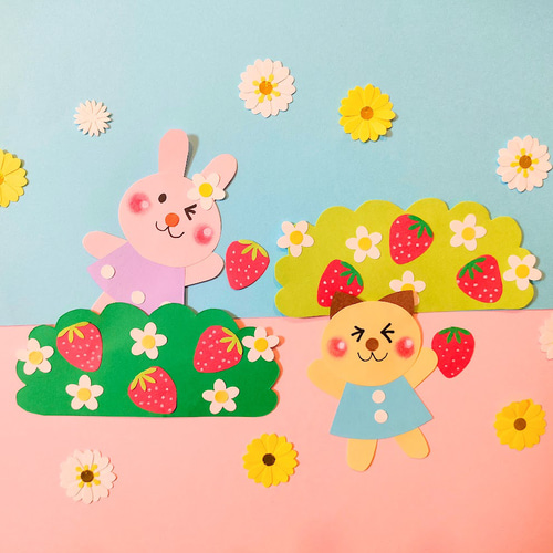 苺シリーズ♡リボンうさぎちゃん&ひよこ