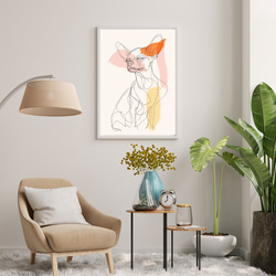 【犬と線 - チワワ犬 No.1】モダンアートポスター ラインアート 犬の絵 犬の絵画 犬のイラスト 7枚目の画像