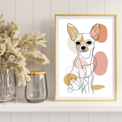 【犬と線 - チワワ犬 No.3】モダンアートポスター ラインアート 犬の絵 犬の絵画 犬のイラスト 8枚目の画像