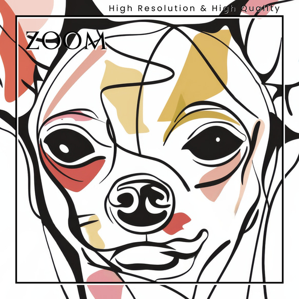 【犬と線 - チワワ犬 No.4】モダンアートポスター ラインアート 犬の絵 犬の絵画 犬のイラスト 3枚目の画像