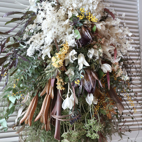 75cm)＊特大＊ワイルドフラワーと春のお花のボリュームスワッグ/ドライ  