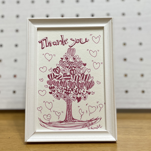 手描きイラスト ミニ色紙 木香薔薇 簡単に描けるバラのメッセージカード