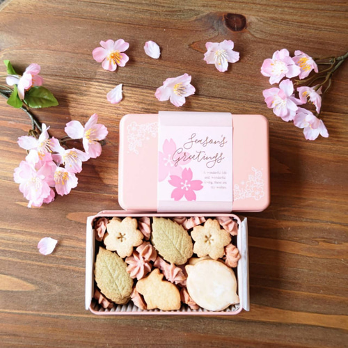 桜の 手作りクッキー缶 焼き菓子 春限定】桜クッキー缶(大) クッキー Sweet Bee 通販 17244510