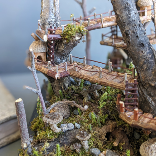 ツリーハウスの村 ドライフラワー/ミニチュア/ジオラマ 立体・オブジェ