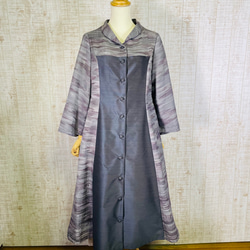 正絹色無地＆膨れ織立ち襟プリンセスラインフレアーワンピースM～L