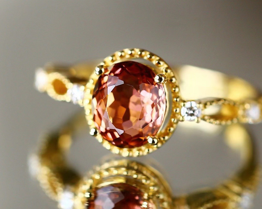 「母の日」K18YG 天然トルマリン　天然ダイヤモンド　リング　上品　幸運　友情　希望　10月誕生石　1.7ct 116,000円