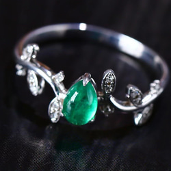 枝葉」K18 天然エメラルド ダイヤモンド 春 並び無い 高貴 5月誕生石