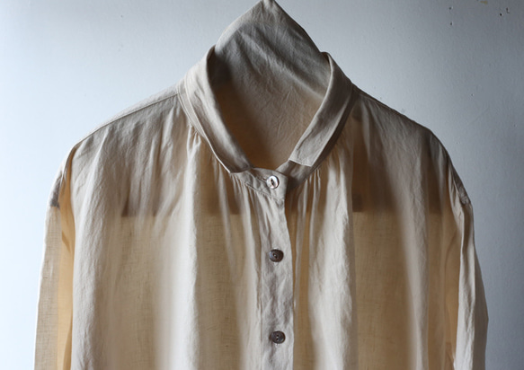 Linen open gather blouse "Sakura" 11枚目の画像