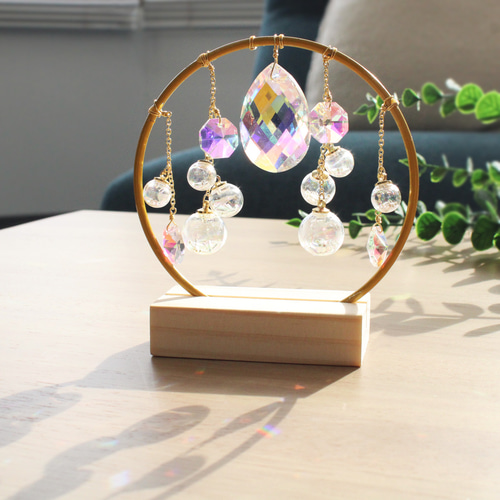 玄関やデスクに飾れる置き型☆涼しげ♪星泡のサンキャッチャー