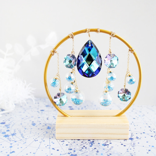 玄関やデスクに飾れる置き型☆涼しげ♪星泡のサンキャッチャー