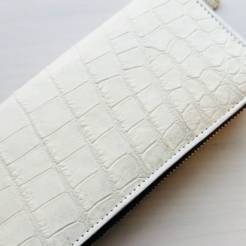 新品】最高峰ヒマラヤクロコダイルの長財布 #5 ホワイトブラウン白