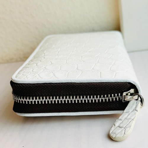 新品】最高峰ヒマラヤクロコダイルの長財布 #5 ホワイトブラウン白