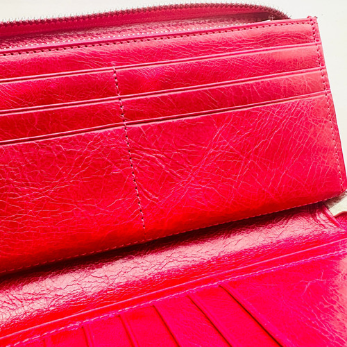 新品】クロコダイルレザーの長財布 レッドピンク#1ワニ革本革ロング