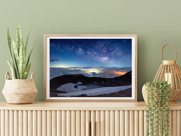 御嶽山から見る雲海と夏の天の川　インテリアアートポスター　071 3枚目の画像
