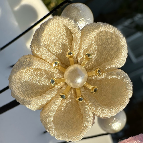 つまみ細工髪飾り 【受注制作】一輪つまみ細工 Uピン 卒業式 和装